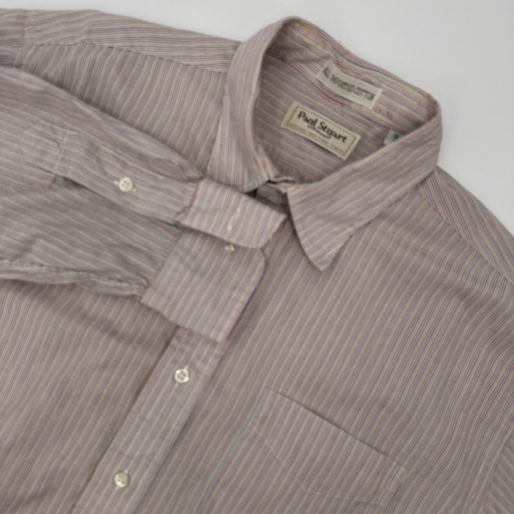 Paul Stuart Dress Shirt Mens Size 15.5 Multi‎ Striped Classic Collared Button Up